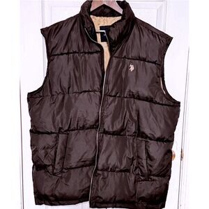 US Polo Assn Mens Puffer Vest Black Quilted Full Zip 3XLT Big & Tall Outerwear